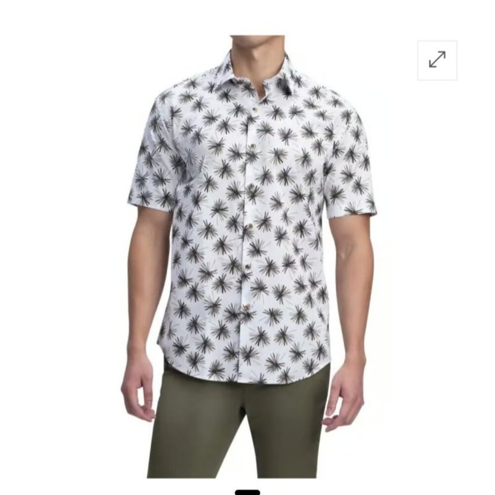 Bugatchi Uomo Mens  XL Button Up Short Sleeve Printed Shirt Comfort Stretch